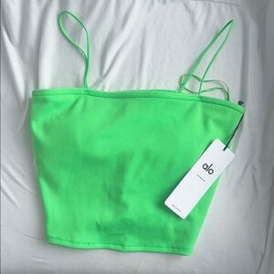 **NEW** ALO Yoga Green ribbed bandeau top.